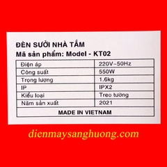 Đèn Sưởi Nhà Tắm 2 Bóng Kaita - KT02