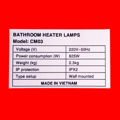 Đèn Sưởi Nhà Tắm 3 Bóng CAMAC - CM03