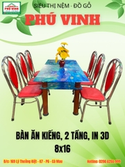 Bàn Ăn Kiếng, 2 Tầng, In 3D, 8x16