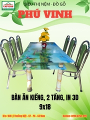 Bàn Ăn Kiếng, 2 Tầng, In 3D, 9x18