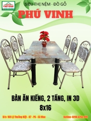 Bàn Ăn Kiếng, 2 Tầng, In 3D, 8x16