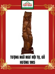 Tượng Ngũ Ngư Hội Tụ, Gỗ Hương, 1m5