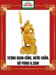 Tượng Quan Công, Bước Chân, Gỗ Pơmu, 0.35m