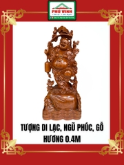 Tượng Di Lạc, Ngũ Phúc, Gỗ Hương, 0.4m