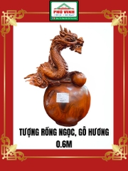 Tượng Rồng Ngọc, Gỗ Hương, 0.6m