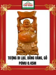 Tượng Di Lạc, Dâng Vàng, Gỗ Pơmu, 0.45m