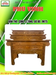 Bàn Thờ Cong, 3 Tầng, Gõ Đỏ, 1m75