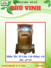 Thần Tài, Kì Lân, Cột Rồng, Gõ Đỏ, 48x78