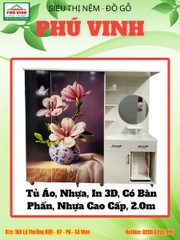 Tủ Áo Nhựa, In 3D, Có Bàn Phấn, Nhựa Cao Cấp, 2.0m