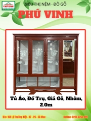 Tủ Áo, Đố Trụ, Giả Gỗ, Nhôm, 2.0m