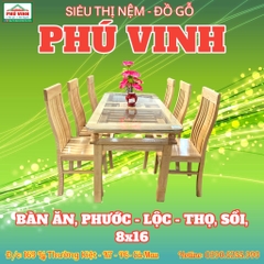 Bàn Ăn, Phước Lộc Thọ, Sồi, 8x16