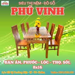 Bàn Ăn, Phước Lộc Thọ, Sồi, 8x16