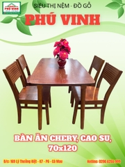 Bàn Ăn, Cherry, Cao Su, 70x120