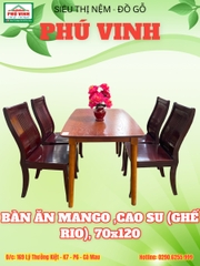 Bàn Ăn Mango, Cao Su (Ghế Rio), 70x120