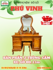 Bàn Phấn, 2 Thùng, Căm Xe, Gõ Đỏ, 1.1m
