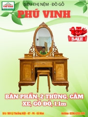 Bàn Phấn, 2 Thùng, Căm Xe, Gõ Đỏ, 1.1m