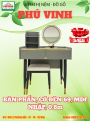Bàn Phấn, Có Đèn 69, MDF Nhập, 0.8m
