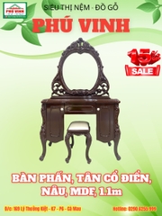 Bàn Phấn, Tân Cổ Điển, Nâu, MDF, 1.1m