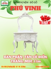 Bàn Phấn, Tân Cổ Điển, Trắng, MDF, 1.1m