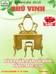 Bàn Phấn, Tân Cổ Điển, Vàng, MDF, 1.1m