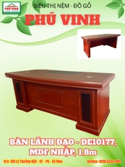 Bàn Lãnh Đạo - DE10177, MDF Nhập, 1.8m