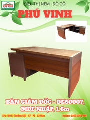 Bàn Giám Đốc - DE60007, MDF Nhập, 1.6m