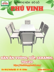 Bàn Ăn Vuông, Xếp, Creamic, 70x120