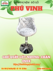 Ghế Quầy Lót Nhung, Chân Inox