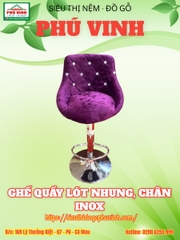 Ghế Quầy Lót Nhung, Chân Inox