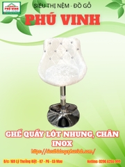 Ghế Quầy Lót Nhung, Chân Inox