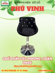 Ghế Quầy Lót Nhung, Chân Inox