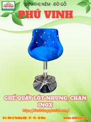 Ghế Quầy Lót Nhung, Chân Inox