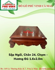 Sập Ngồi, Chân 24, Chạm - Hương Đỏ, 1.6x2.0m