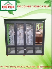 Tủ áo nhôm, Đố Trụ, Xám -2.0m