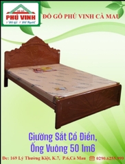 Giường Sắt, Cổ Điển, Ống Vuông 50, 1m6