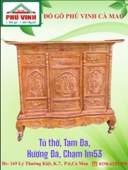 Tủ Thờ, Tam Đa, Hương Đá, Chạm, 1m53