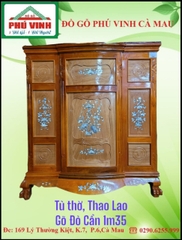 Tủ Thờ, Thao Lao, Gõ, Cẩn,1m35