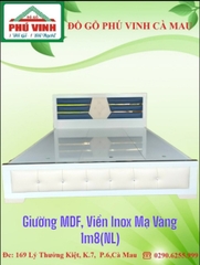 Giường MDF, Viền Inox Mạ Vàng, 1m8