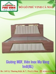 Giường MDF, Viền Inox, Mạ Vàng, 1m8(NL)