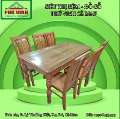 Bàn Ăn Vuông, Sồi, Chân Khế - 8 x 16