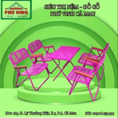 Combo Bàn Ghế Cafe Có Tay Ốp Gỗ