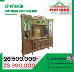 Kệ Thờ, Gõ Đỏ, Hậu Gõ, Vòng Cung, Chữ Phúc - 2.4m