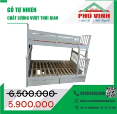 Giường Tầng, 2 Hộc Kéo, C.Su, Màu Trắng - 1.2 x 1.4m