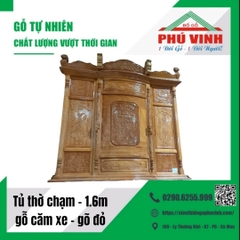 Tủ Thờ, 6 Chân, Căm Xe, Chạm - 1.6m (Bụng Thường)