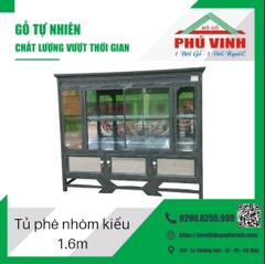 Tủ Phê Nhôm, Cao Kiểu, Xám, Đố 25 x 38   - 1,6m