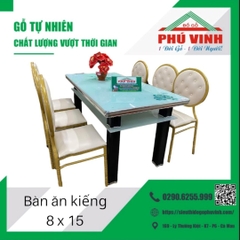 Bàn Ăn Kiếng, 2 Tầng, Viền Nhôm - 8 x 15 (TP)