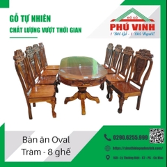 Bàn Ăn, Oval, Tràm, 9x18