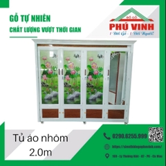 Tủ Áo, Nhôm, Đố Trụ, In 3D, Sữa - 2.0m