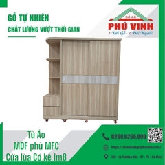 Tủ Áo, MDF Phủ MFC, Cửa Lùa, Có Kệ - 1.8m