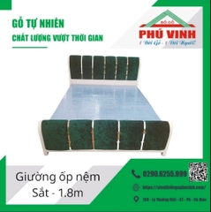 Giường Sắt Ốp Nệm, Đầu Cong, Ống Vuông 50 - 1.8 (NL)